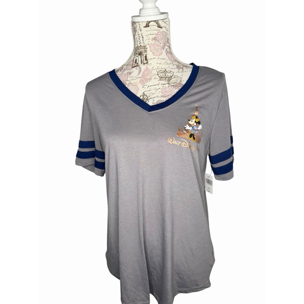 NWT Walt Disney World 50th Anniversary Minnie Mouse V-Neck Castle T-Shirt Tee M